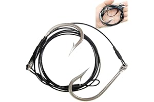 SHADDOCK Shark Rig Inox Crochets Leader avec Câble Double Eau Salée de Pêche Big Game Tackle (12/0)