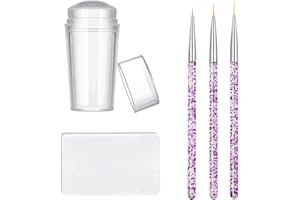 FAMIDIQGO Stamper do paznokci - French Tip Nail Stamp Clear Nail Art Stamper Jelly ze skrobakiem, 3 szt. pędzli do paznokci, miękki silikon, do samodzielnego wykonania