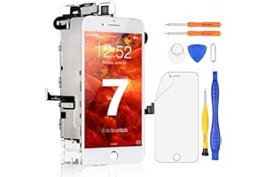 Yodoit Komplett Display für iPhone 7 LCD Bildschirm vormontiert weiß, Digitizer Montage Glas Touchscreen mit Frontkamera Näherungssensor Hörmuschel Reparaturset Ersatzbildschirm + Werkzeuge
