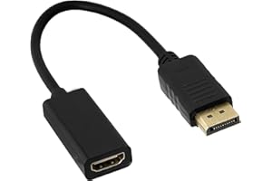 Typicshop Adaptador DisplayPort a HDMI 1080P - Conversor DP Macho a HDMI Hembra - Conector Dorado - Negro