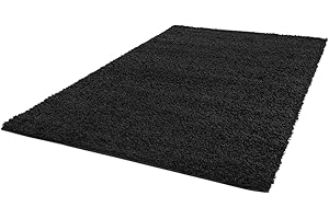 CARPET CITY ayshaggy Dywan Shaggy, z wysokim runem, jednokolorowy, uniwersalny, czarny, miękki, puszysty, do salonu, wymiary: 133 x 190 cm