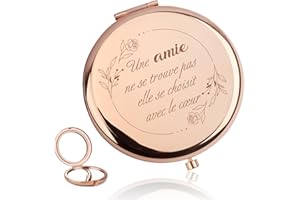 LMASHRBAIW Cadeau Amie,Cadeau Meilleure Amie Femme,Miroir de Poche Personnalisé de Couleur or Rose,Cadeau Femme Anniversaire,Cadeau Amitié,Cadeau Original Femme,Cadeau pour une Amie,Cadeau Parfait pour Femmes