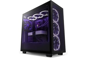 NZXT H7 Flow - CM-H71FB-01 - Boîtier PC Gaming Moyenne Tour ATX - Port I/O USB Type-C en Façade - Panneau Latéral à Dégagement Rapide - Montage Vertical du Processeur Graphique (GPU) - Noir