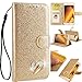 Produktbild 3D Love Hearts Bling Glitter Glitzer Diamond Musterg Ledertasche Slim Retro Bookstyle mit Standfunktion Karteneinschub Magnetverschluss Flip Wallet Hülle Schutzhülle für Huawei Mate 20 Lite