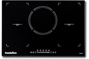 PremierTech PT805IFB Piano Cottura a Induzione 5 Zone Vetro Nero 80cm da Incasso Touch Control Timer Blocco Sicurezza Funzione Boost Flex Zone Regolazione 9 Livelli Compatibile Pentole ad Induzione