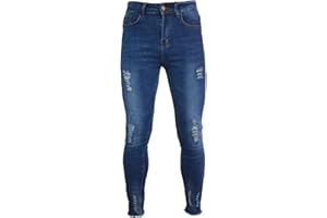 PHOENISING Women's Stylish Ripped Hole Jeans Fashion Retro Fabric Trousers Blue Pants