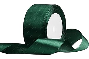 RIBONIES Nastro di raso Verde scuro, 40mm x 22 Metri Nastri in tessuto solido per confezioni regalo, bouquet di fiori, artigianato e decorazione di feste nuziali