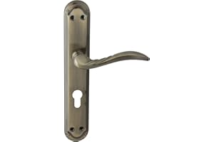 domino Türgriff 72 Drückergarnitur PZ - Profilzylinder Set Türklinke für Zimmertür, Bürotür, Kellertür & Innentür L-Form Türbeschläge aus Aluminium Bronze Türdrückergarnitur PETRA M3