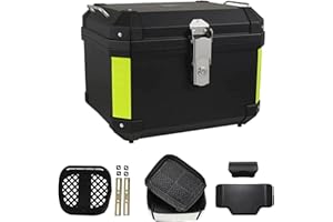 WNANCH Universal Baúl De Moto Scooter Maleta Impermeable 45L 57L Capacidad, Motocicleta Topcase para 2 Cascos (Color : Negro, Size : 45L)