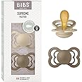 BIBS Supreme Soother 2-Pack, BPA Free Dummy Pacifier, Symmetrical Nipple. Natural Rubber Latex, Size 2 (6-18 Months), Vanilla/Dark Oak