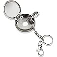 BOROLA Portable Mini Metal Ashtray with Keychain, Pop-Up Design Stainless Steel Pocket Ashtray with Lid and Cigarette Snuffer, Compact Travel Ash Holder for Outdoor, Car and Home Use
