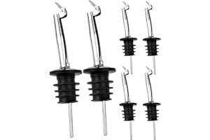 Pafusen 6 Stück Olivenöl Ausgießer mit Verschluss, Ausgießers für ölflaschen, Spirituosen-Ausgießer für Wein Schnaps öl Kaffee Sirup Essig (Silber, ausgiesser mit Edelstahl verschlussmit)