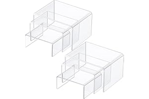Chuangdi 2 juegos de elevadores de exhibición de acrílico, accesorios de exhibición de joyería (transparente, juego mediano)