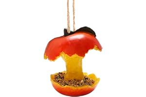FLORA GUARD Comedero para pájaros para colgar, estación de alimentación para aves silvestres, forma de manzana, observador de pájaros, decoración de jardín, adecuado para balcón, jardín, material de