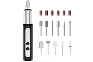 SHOBES Ponceuse à ongles de type C Machine électrique pour ongles en acrylique Lime à ongles électrique portable Outil de polissage Manucure Pédicure pour salon à domicile (Noir)