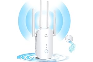 PHAVN Repetidor WiFi - 2023 Nuevo Amplificador Señal WiFi 1200Mbs, Repetidor WiFi Largo Alcance con 4 Antenas, Extensor con Ethernet y Enchufe y Indicador LED de Señal, Play y Plug, Compatible Todo Routers