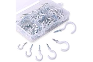 BEIHUAZI Crochets à Visser 76 pièces Plafond Vis Crochet 6 Tailles Crochets Muraux de Plafond pour Tasses Articles de Ménage Usage D'intérieur et de Plein Air