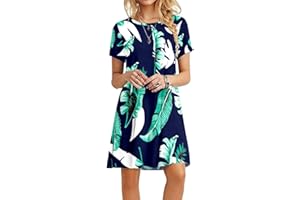 MOLERANI Robe d'été pour Femme T-Shirt décontracté à Manches Courtes Robe de Plage Robe Ample pour Femme