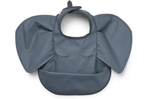Elodie Details Bavoir Bébé Imperméable Souple Récupérateur - Design Scandinave - Humble Hugo, Bleu
