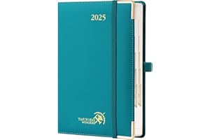 POPRUN Agenda 2025 Día Por Página 21,5 x 14,5 cm, Planner Diaria con Tapa Dura una, 12 Meses, Banda Elástica, 80 GSM Papel EU, Borgoña Oscuro