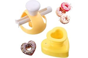 ZBHDEYG 2 Stück Donut-Formen Mit Dip-Zange, Hohle Brotform, Herzstempel, Backwerkzeuge Für Zuhause, Donut-Formschneider, Hohle Gebäckform