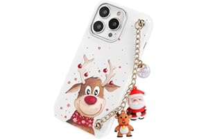 Yoedge Navidad Funda para Samsung Galaxy A34 5G 6,5" con Cuerda, Lindo Navideño Carcasa con Dibujos Ciervo,Suave Silicona TPU Bumper Antigolpes Protettivo Christmas Case Cover con Cadena Correa,Blanca