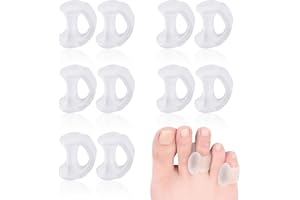 RRICHH 10PCS Gel Toe Separators for Overlapping Toes - Clear Hammer Toe Straighteners for Pain Relief - Reusable Correct Bent Toes - Big Toe Spacers, Spreaders, Soft and Gentle Bunion Correctors