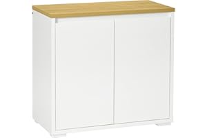 HOMCOM Aparador de Salón Armario de Almacenamiento Mueble Auxiliar de Cocina con 2 Puertas y Estante Ajustable para Comedor Entrada 80x37x75 cm Blanco