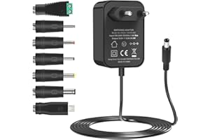 12V 2A Netzteil, Isisyu LED Trafo 12V Netzteil AC zu DC Adapter mit 7 DC Steckern, 12 Volt Netzteil Power Supply für LED Strip, CCTV Kamera, Router, Radio, Externe Festplatte, Yamaha Keyboard