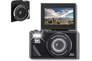MENDUNER 5K 75MP Digitalkamera mit 18 facher Optischer Zoomstabilisierung, 3 Zoll Flip Bildschirm, Retro Digitalkamera, Kompaktkamera für Reisefotografie Vlogging Familie (Black)