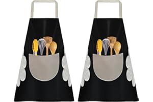 Gofady 2 Pack Aprons for Women with Pocket, Plastic Aprons for Cooking with Wipe Hands,Waterproof, Oil Proof