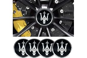 SFEG 4pcs 56MM 2.2'' Emblem Badge Sticker Wheel Hub Caps Center Cover ABS Material (fit maser black)