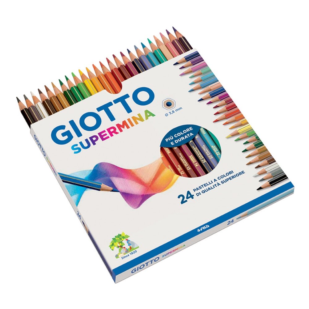 GIOTTO Supermina - Astuccio da 24 Matite a Pastello Colorate, 3.8mm