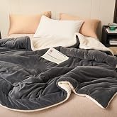Mulberry Sherpa Polar Battaniye &Ccedil;ift Taraflı &Ccedil;ift Kişilik 220x240 cm Antrasit Polyester Mikrofiber