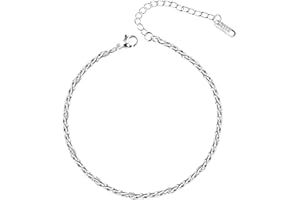 ALEXCRAFT Tobilleras de acero inoxidable para mujer tobilleras para mujer plata 3 mm/6 mm de ancho 21 cm/22 cm de largo