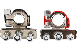 BEEJOY 12V 3-Way Battery Terminal Connectors, Positive and Negative Copper Plates Cable Clamp Battery Connector, Quick Car Battery Terminals for Auto, Station Wagons, Caravan, Motorhome