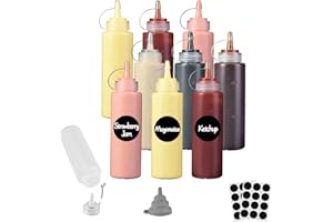 ROSNONG 8oz Squeeze Bottles,No-Leak Plastic Squeezy Sauces Condiment Bottles with Funnel,Non-erasable Pen and Label Paper, Use on Ketchup,Paint,Olive Oil(10pcs) (RR-102)