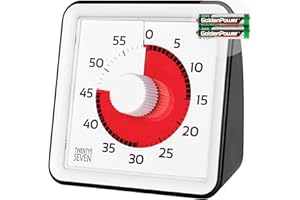 TWENTY5 SEVEN Cichy minutnik, 8 cm, wizualny timer 60 minut, 1 godzina, światło migające i tryb alarmu, narzędzie do nauki w biurze, spotkanie klasowe, zegar odliczający dla dzieci, zarządzanie czasem egzaminu,