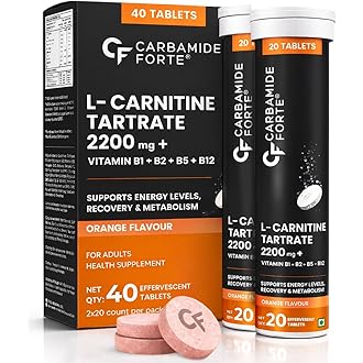 Carbamide Forte L Carnitine Effervescent 2200mg | L Carnitine Tablets with B-Complex Vitamins | LCarnitine to support Fat Metabolism & Energy Support 