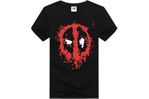 AMARE FEECHI Kids Marvel Deadpool Printed T-Shirt for Girls Boys Short Sleeve Cotton Tee Superhero Fans Graphic Design Soft Comfortable Breathable Top Tees Perfect for Casual Wear Gifts