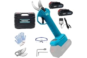 MAENGRE Akku Astschere, Elektrische Gartenscheren Ersatz Für Makita, Elektrische Schere Mit Insgesamt Zwei Scherenköpfen, Akku BaumSchere Bürstenloser Motor aus reinem Kupfer, Akku Obstbaumschere Zwei Akku