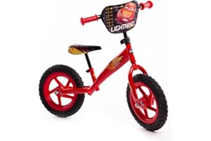 Huffy Disney Cars Balance Bike for Kids 2-4 Year Old Boy or Girl ft Lightning McQueen 12" Wheels Red