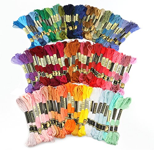 Tinksky Stickgarn Sticktwist 8m 6-Fädig mehrfarbigen Farblich Bunt Basteln, 100 Docken - 3