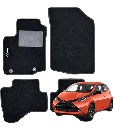 Set 4 Tappeti in Moquette Adatti per AYGO dal 2014 con 2