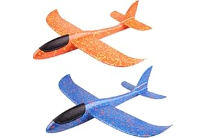Huture 2 Stücke 15 Zoll Styroporflieger Flugzeug Kinder Flugzeug Spielzeug Outdoor Wurf Segelflugzeug Schaum Flugzeug Spielzeug Glider Blau Orange Flugzeug Geschenk für Junge Mädchen Kindergeburtstag