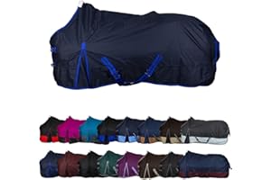 RL24 - Weidedecke 600D Basicline – Regendecke & Übergangsdecke – Wind- & wasserdichte Outdoordecke mit Innenfutter & Kreuzbegurtung – Pferdedecke in Dunkelblau – 145cm (Polarfleecefutter)
