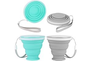LDERFIV 2 Pièces Tasse en Silicone Gobelet Pliable Gobelet Retractable Tasse Pliable avec Couvercles Tasses de Voyage Pliables Rétractables Portables 200ml pour Pique-Nique Camping Voyage Randonnée