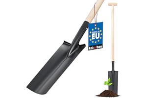 KOTARBAU® Pelle de drainage 380 x 147 mm pour manche de 38 mm de diamètre - Lame en acier longue étroite pour transplantation avec manche en bois
