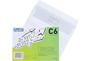 Bantex Lot de 50 enveloppes autocollantes blanches Format C6 (114 x 162 mm)