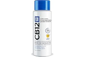 CB12 - Bain de bouche - Lutte contre la mauvaise haleine pendant 12 heures - Sans alcool - Arôme menthe - 250 ml